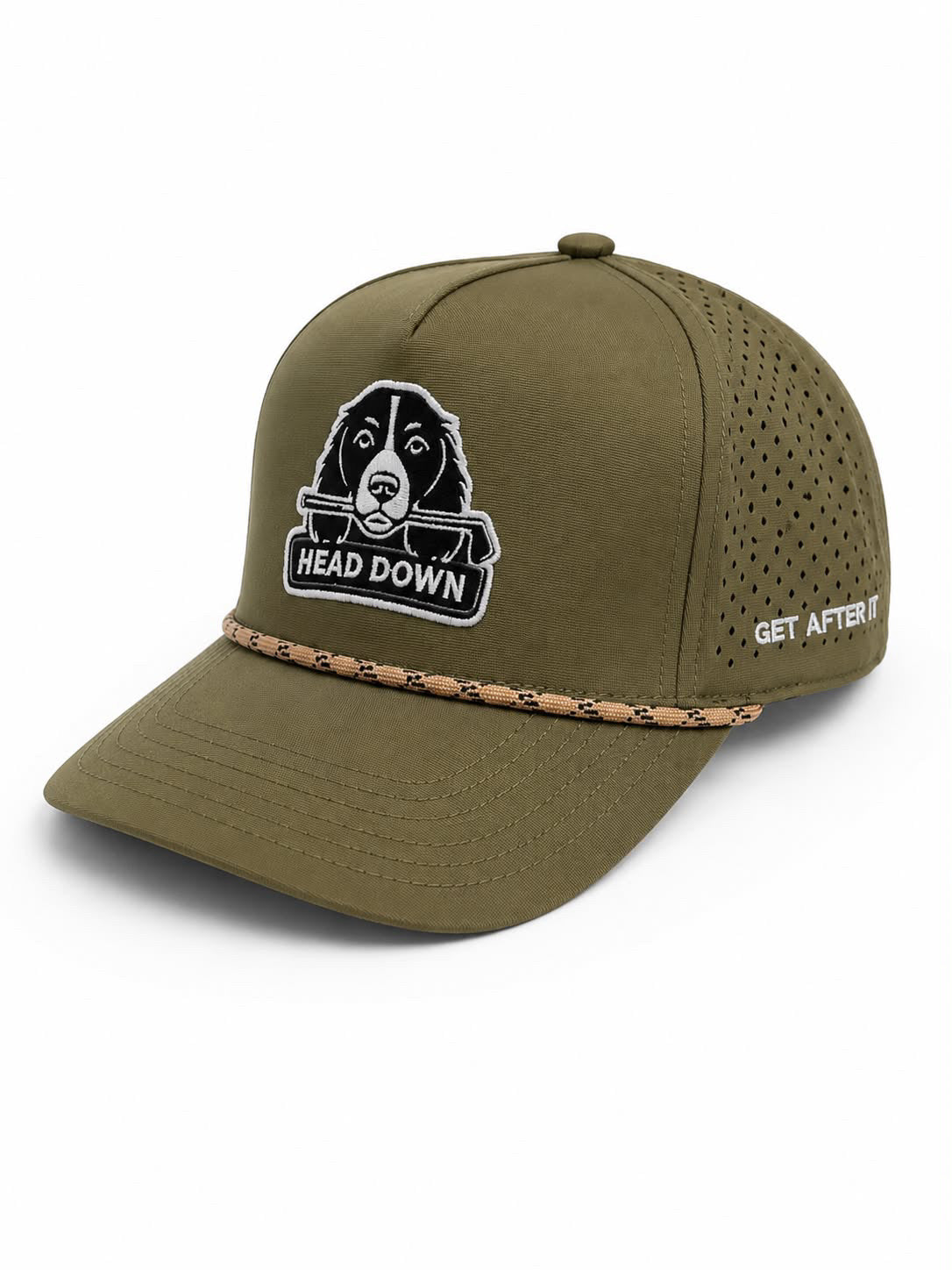 Army Green with Tan Rope Performance Golf Cap