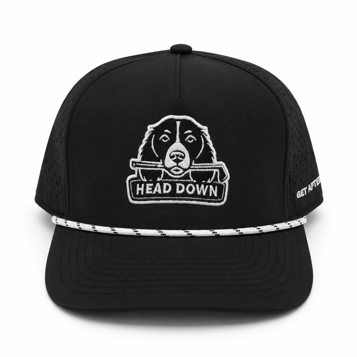 Black With black and white Rope Performance Golf Cap