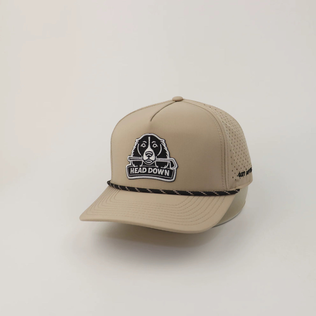 Tan With tan and black Rope Performance Golf Cap