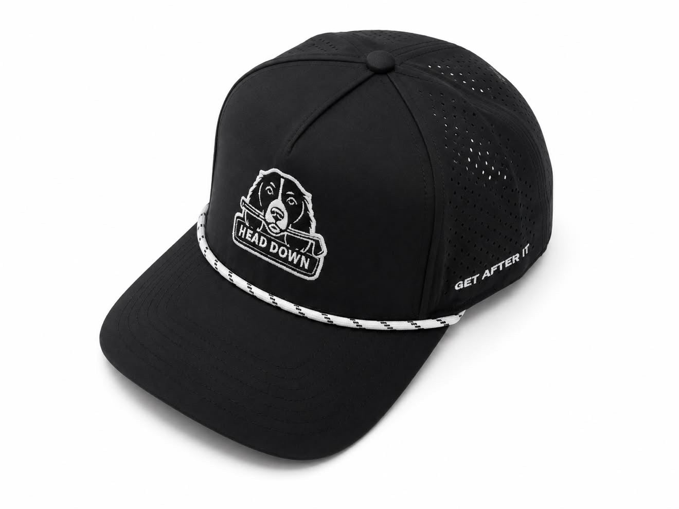 Black With black and white Rope Performance Golf Cap